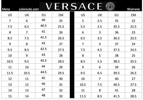 Versace size chart men